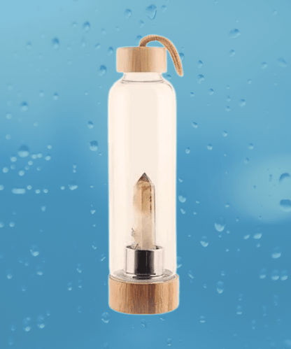 Crystal Infused Glass Water Bottle – Citrine Edition - Message in a Bottle