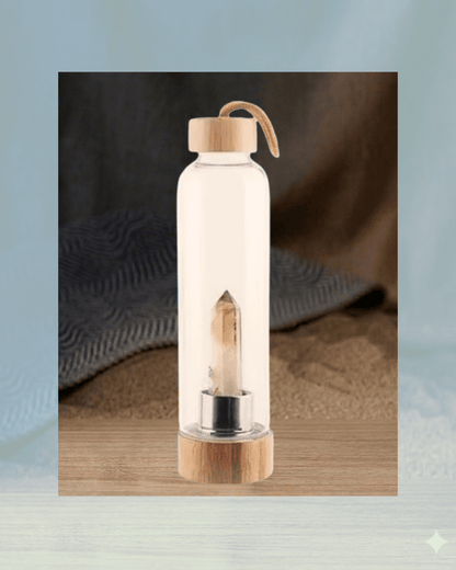 Crystal Infused Glass Water Bottle – Citrine Edition - Message in a Bottle