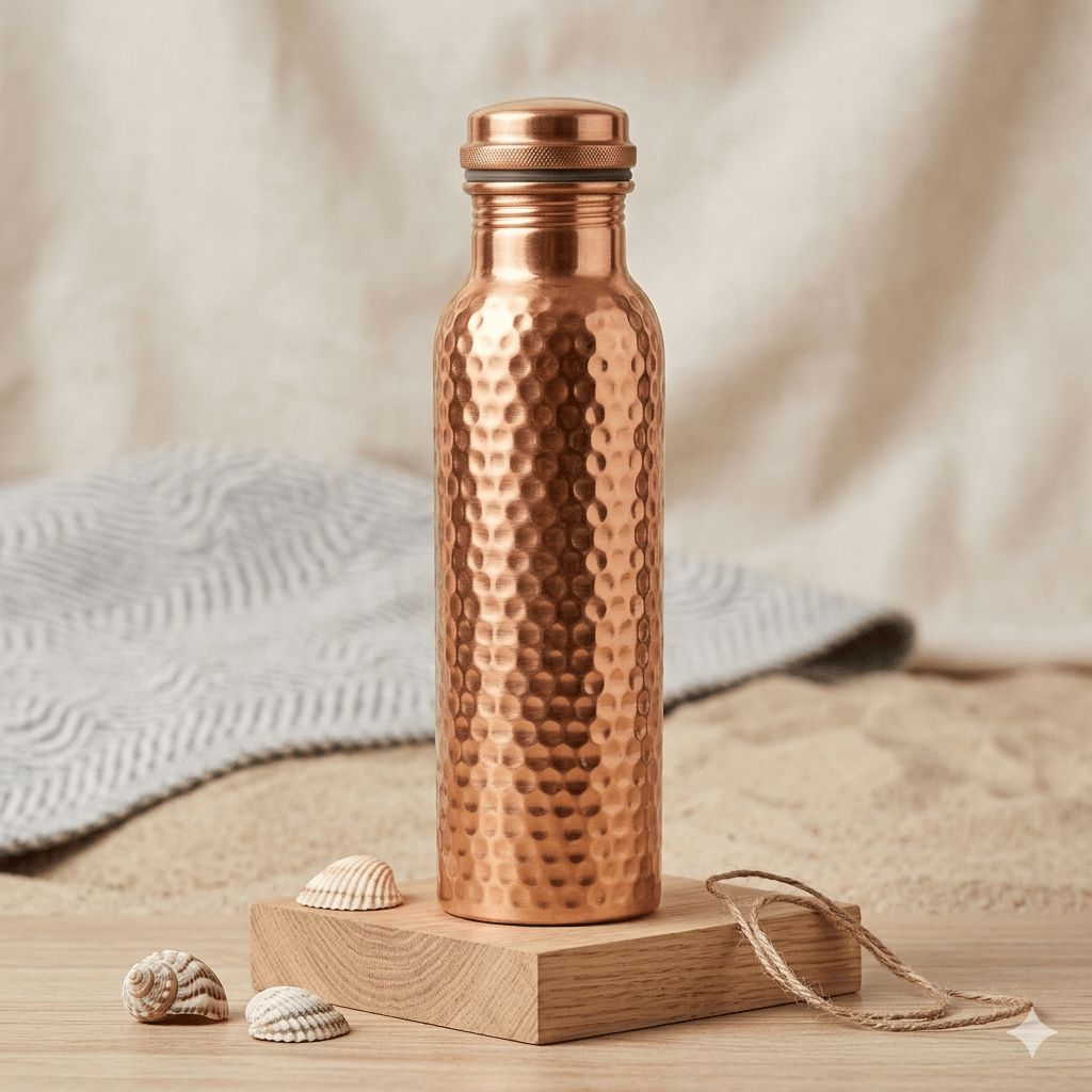 Hammered Copper Water Bottle – Premium Ayurvedic Copper Drink Bottle - Message in a Bottle