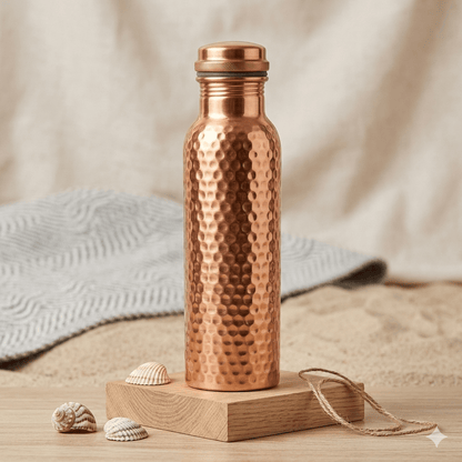 Hammered Copper Water Bottle – Premium Ayurvedic Copper Drink Bottle - Message in a Bottle