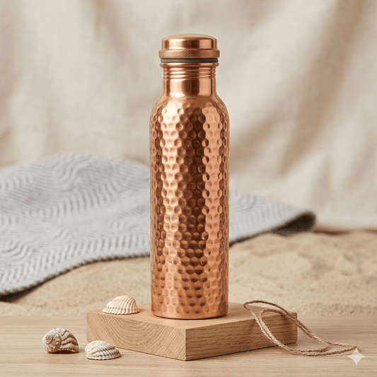 Hammered Copper Water Bottle – Premium Ayurvedic Copper Drink Bottle - Message in a Bottle